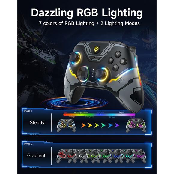 EasySMX X15 Wireless Bluetooth PC Controller Hall Joysticks RGB Lighting - Picture 2 of 8